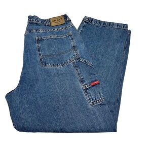 CHAPS DENIM Carpenter Jeans Mens 36x32 Blue Cotton Relaxed Fit Workwear